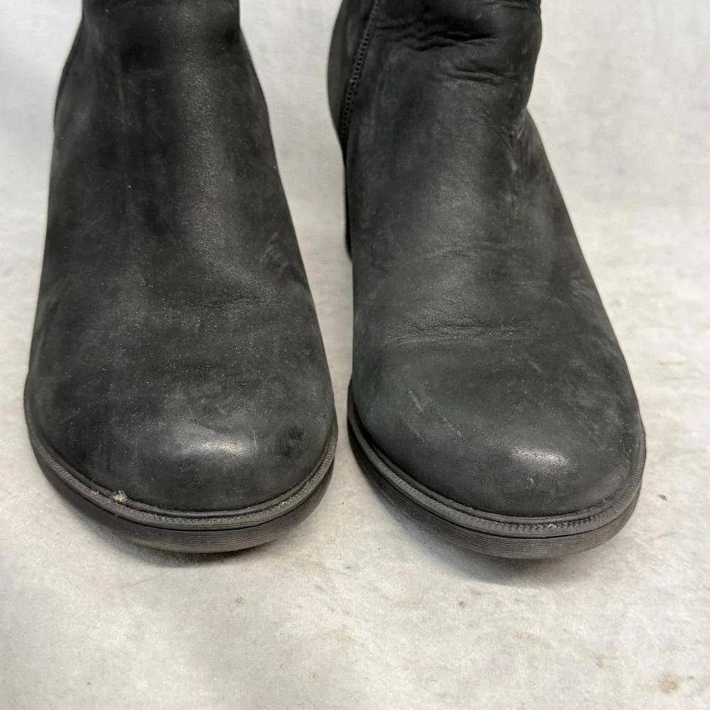 Rockport Boots Womens Size 10 Black Leather Ankle‎ Zip Block Heel CG4150